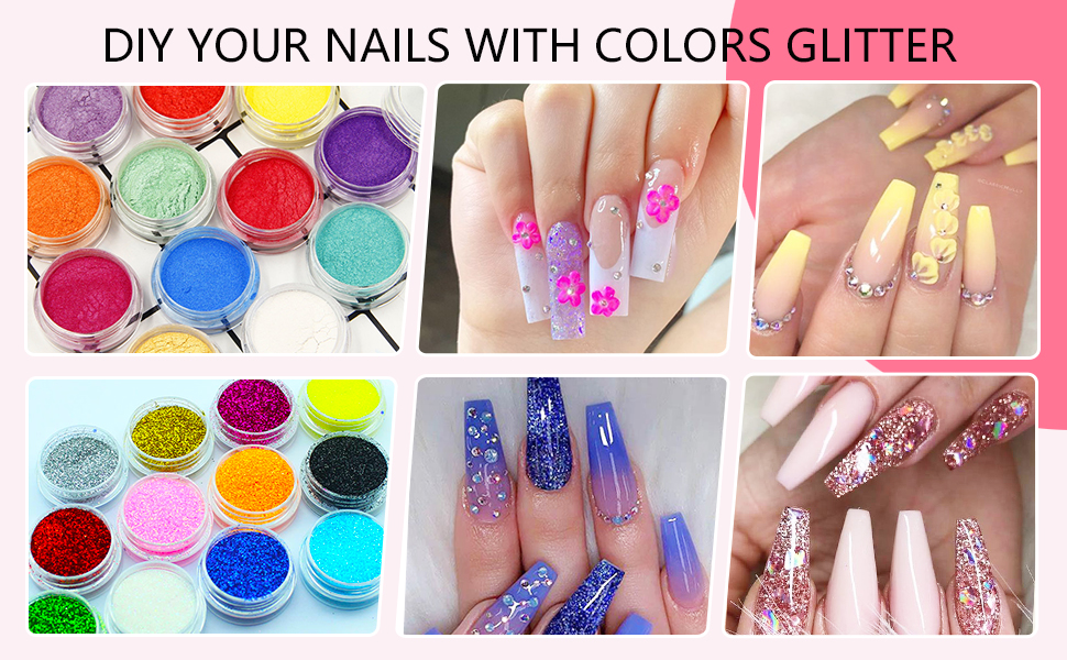 Acrylic Nail Kit, 24 Colors Acrylic Powder Nails Gel Complete Kit, with