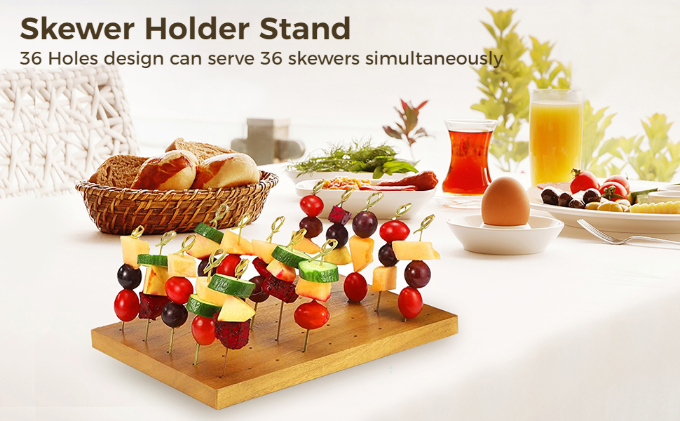 Homaisson Food Skewer Holder, 45 Holes Wooden Appetizer