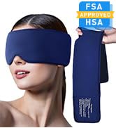 Migraine Relief Cooling Eye Mask- Cold & Warm Compress, Ice Cold Sleep Mask for Puffy Eyes, Dark ...