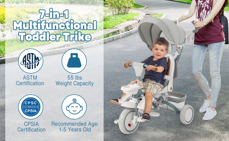 Babi Beo Amazon.com: Babevy Baby Tricycle, 7 in 1 Folding Toddler