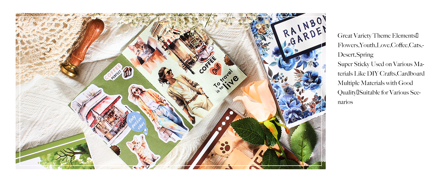 Junk Journal Pre-cut Sticker Book for Scrapbooking, Journaling Stickers for Adults, Scrapbook  