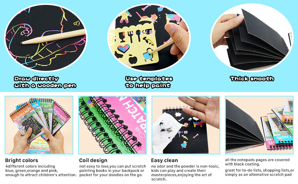 24 Pack Scratch Notebooks,Scratch Drawing Notebook Set