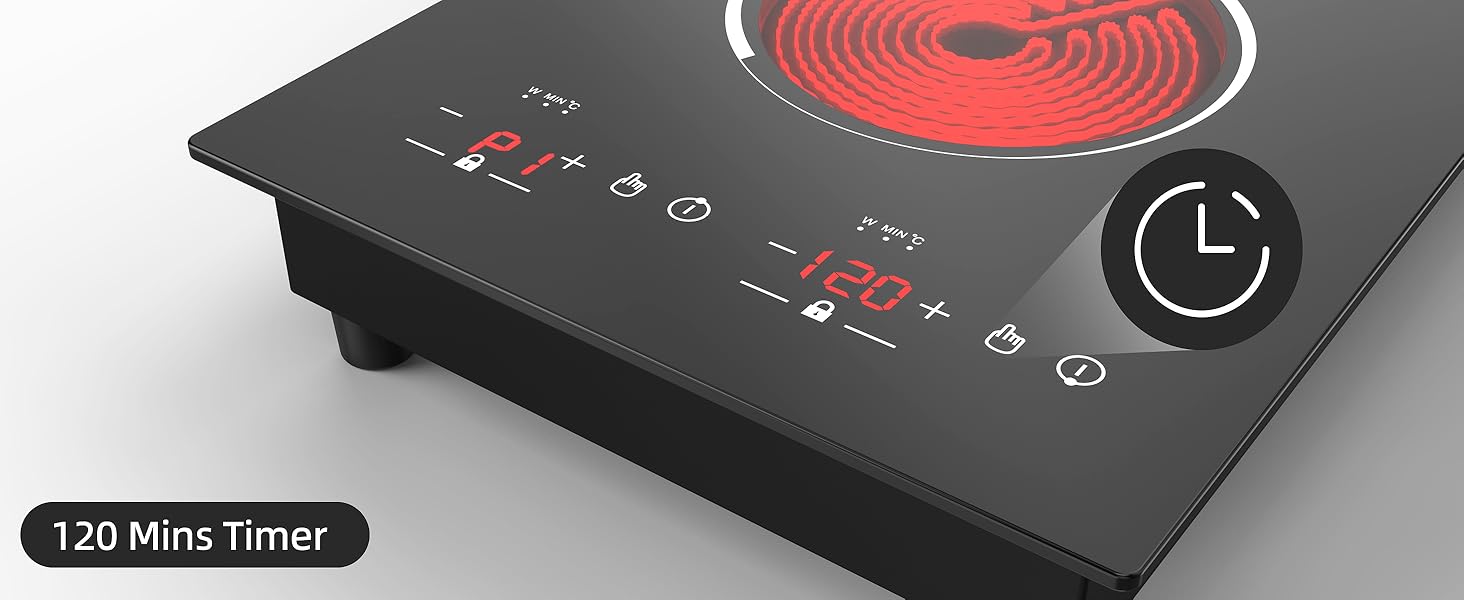 Electric Cooktop, 2 Burner Electric Cooktop 110v, 12 Inch