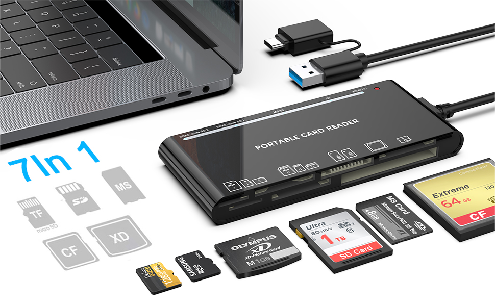 Amazon.co.jp USB C USB3.0 Multi Card Reader, SD/TF/CF/Micro SD/XD/MS 7
