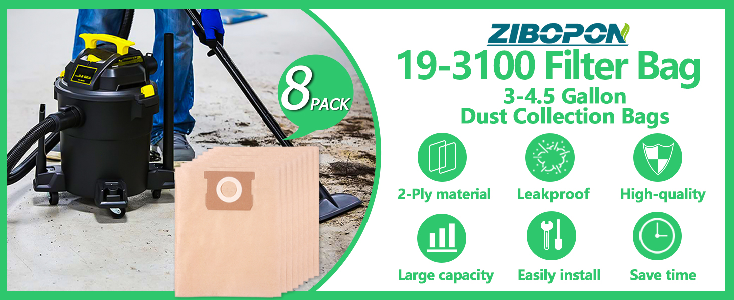 193100 Disposable Filter Bag Replacement for Stanley 58 Gallon Wet