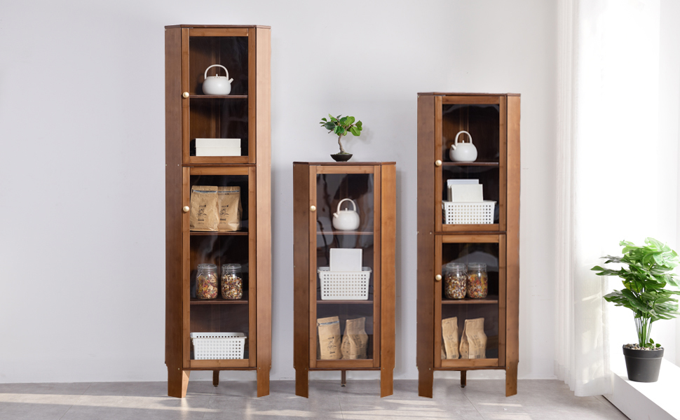 Maydear 4Tier Corner Bookshelf with Doors, Tall Corner