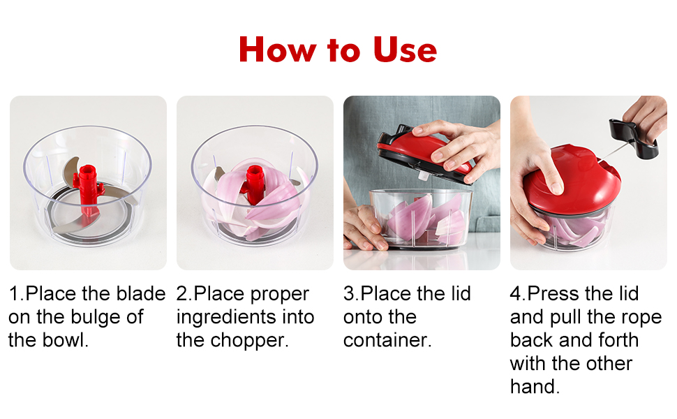 Food Chopper Manual, Onion Garlic Vegetable Chopper Easy to