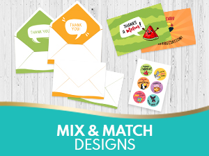 Photo of fun thank you cards with envelopes & thank you notes kids with matching envelopes &stickers