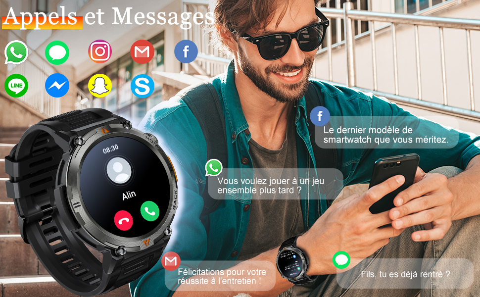 montre connectée homme avec appel