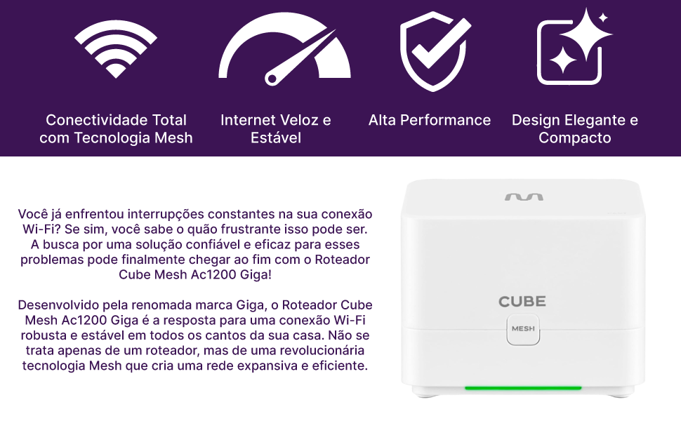 Roteador Cube Mesh Ac1200 Giga - RE166