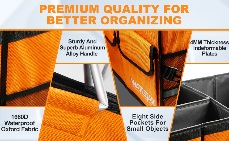 Trunk Organizer With Isulated Grocery Bag, Orange Car Organizer