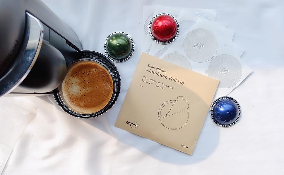 RECAPS Aluminum Foil Lids to Reuse Coffee Pods Compatible with