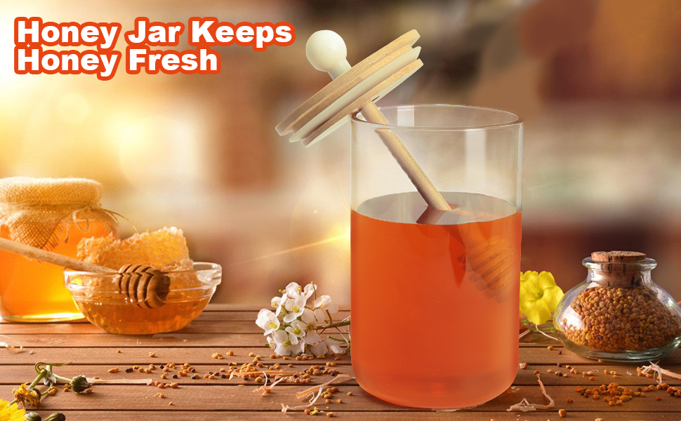 honey jars with dipper