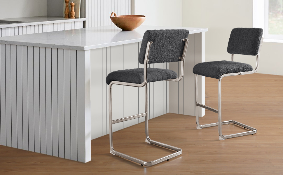 SIMTONAL 25'' Kitchen Counter Chairs Set of 4 with Silver
