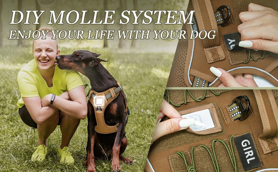 DNALLRINO Tactical Dog Harness for Medium Large Dogs