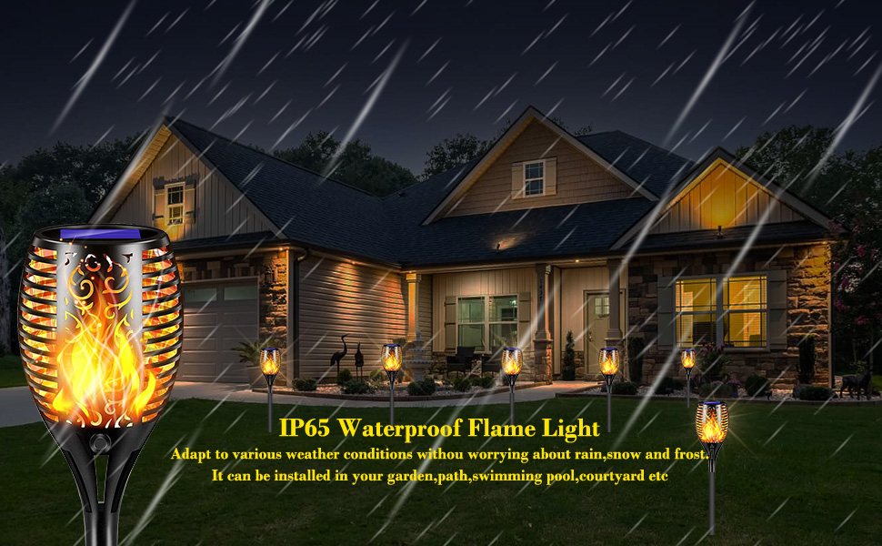 FAISHILAN 6 Pack Large Solar Flame Flickering Torch Solar