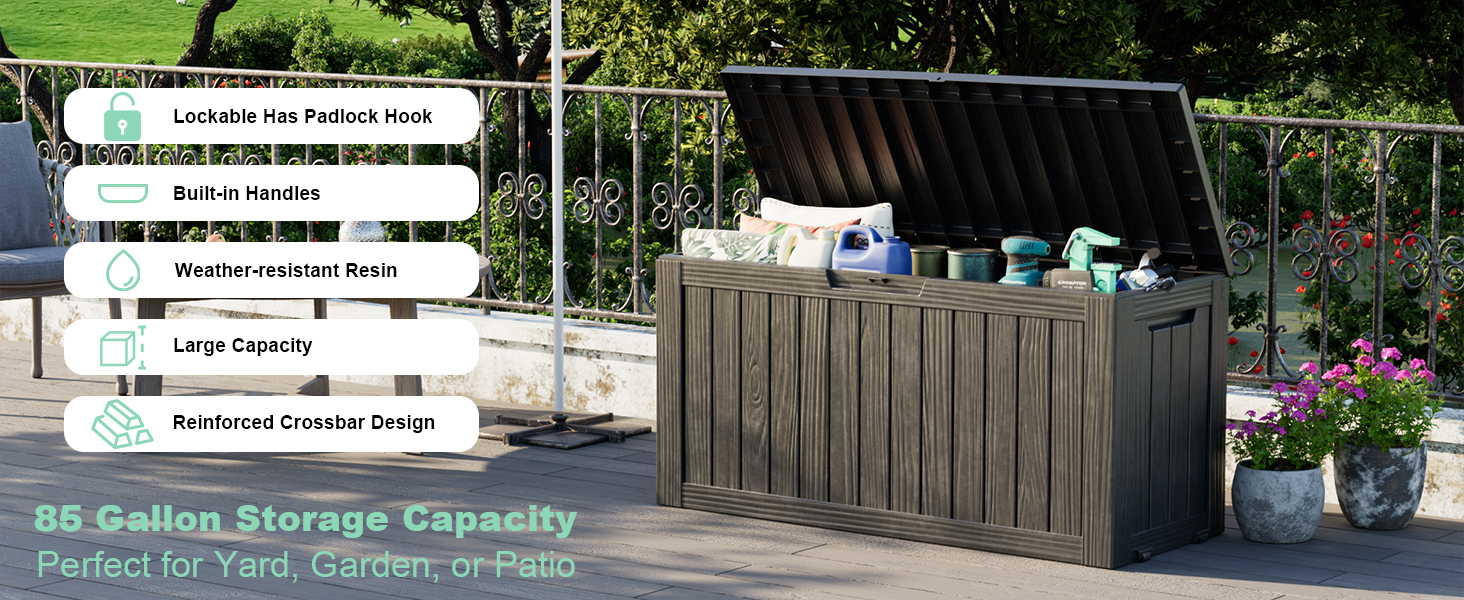85 Gallon Deck Box Storage Outdoor Indoor