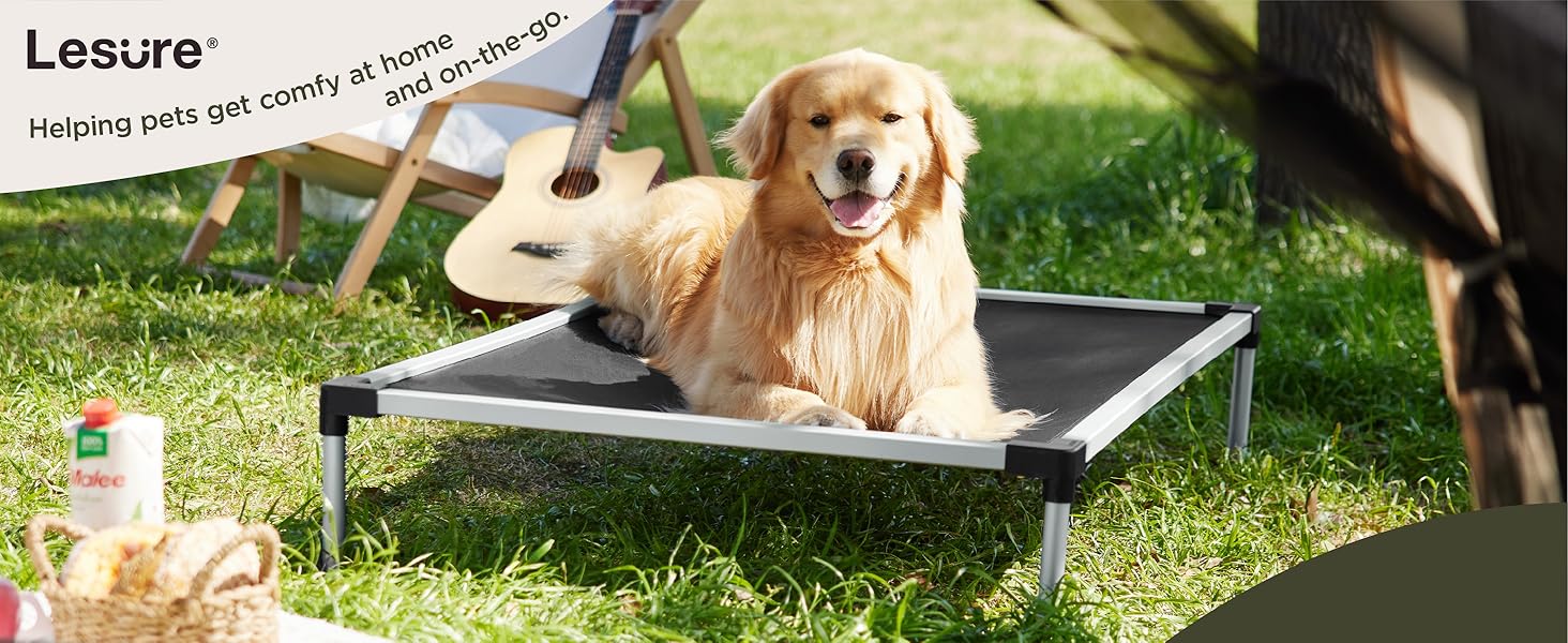 Lesure Elevated Large Dog Bed Raised Chew Proof Dog Cots