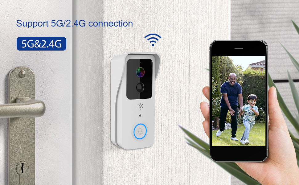 FHTDW Video Doorbell, 5G/2.4GHz Dual WiFi Wireless Doorbell with Chime, 1080P HD