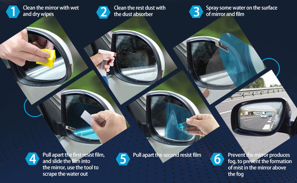 Car Accessories 4pcs Car Rearview Mirror Films Anti-Rain Fog Waterproof PET Clear Film Accessories