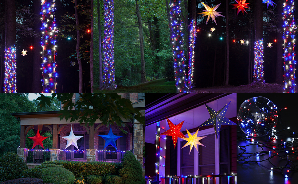 UCTEK 4th of July Lights Outdoor, 200 LED 72ft Solar Powered Christmas