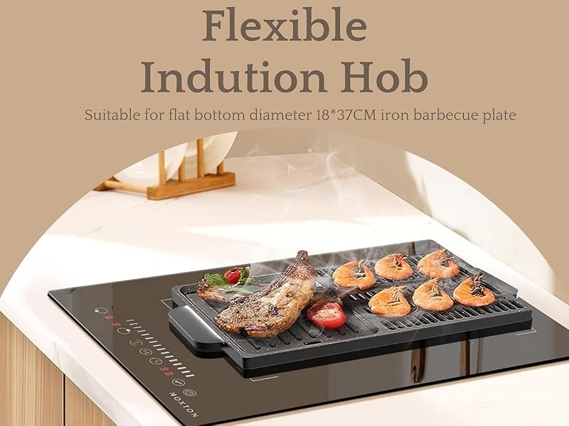 Noxton Plug in Induction Hob 2 Zone, 30cm Electric Hob Flex Zone for