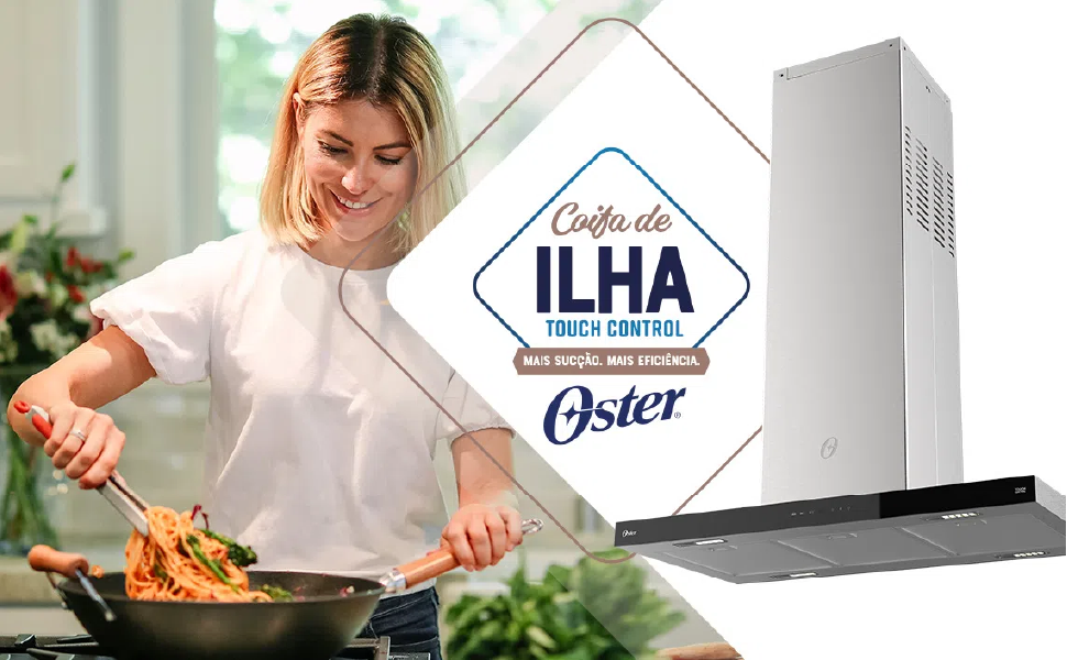Coifa de Ilha Oster Inox Touch Control, 90cm