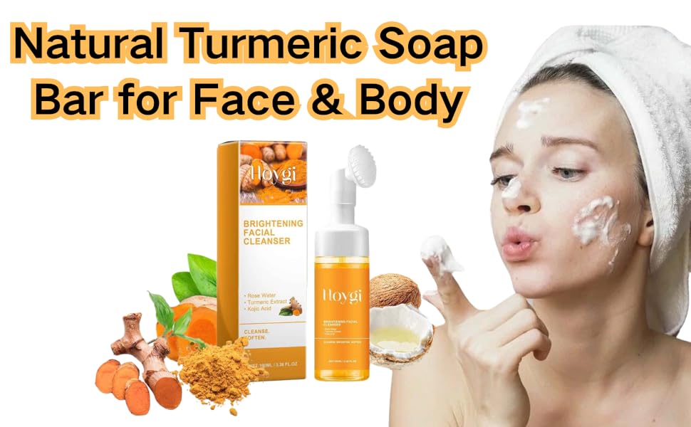 EIVJEC 2Pcs Turmeric Facial Cleanser, Foaming Face Wash