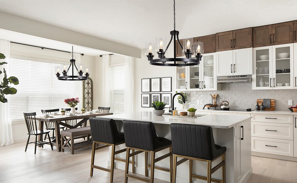 6-light round black farmhouse chandelier
