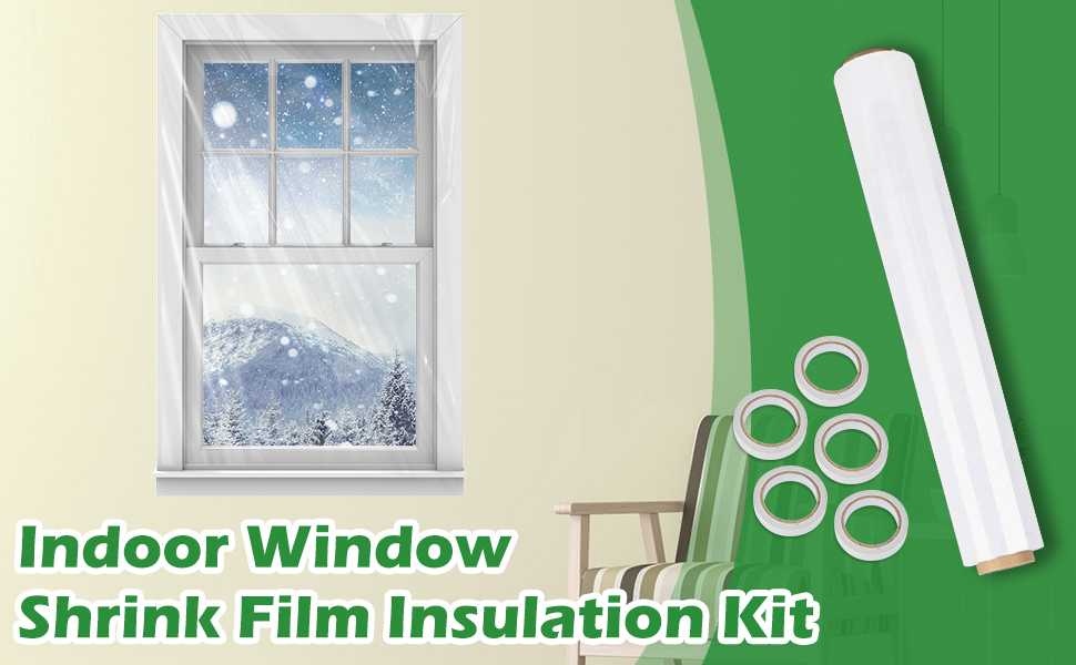 Pearwow Window Shrink Film Insulation Kit,Indoor Insulator Kit for