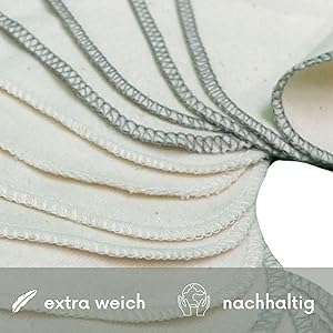 avo+cado Organic Cotton Single Layer Flannel Washcloths - Pack of 15 - Reusable Baby Washcloths to Replace Wet Wipes - Small Washable Mini Cotton Wipes (Colour: Green) 12 Wax alps, fluffy and sustainable