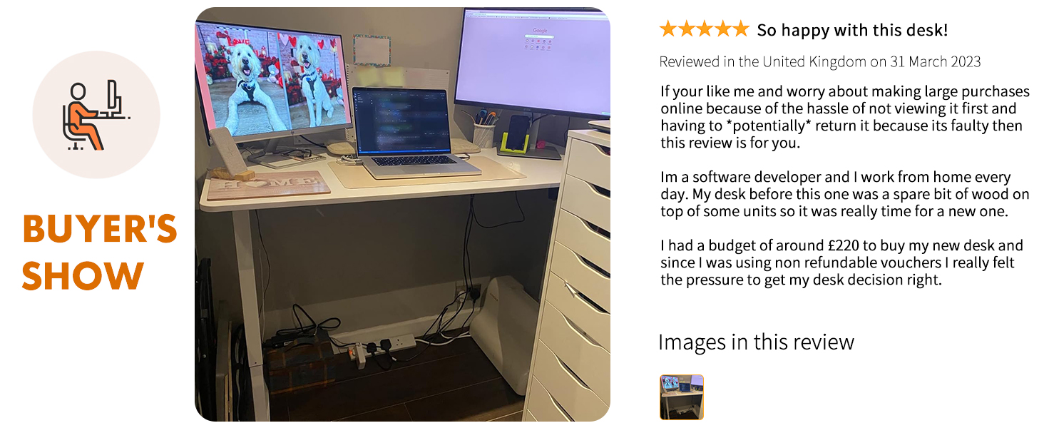 Sauna interior with wooden benches and walls. Product review snippet visible with 5-star rating. Small icon of person sitting in sauna.