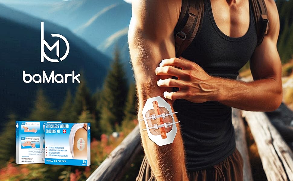 12 Pcs Zip Stitches Wound Closure Strips Kit,emergency wound closure strips,savelix,steri strips