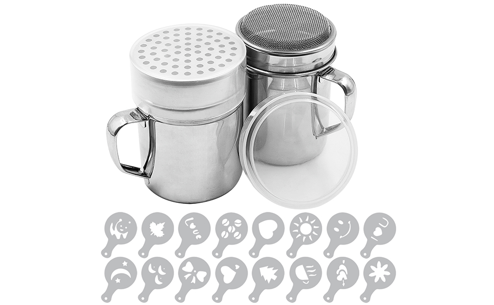 Powdered Sugar Shaker Duster with Handle, SENHAI 2pcs Stainless Steel