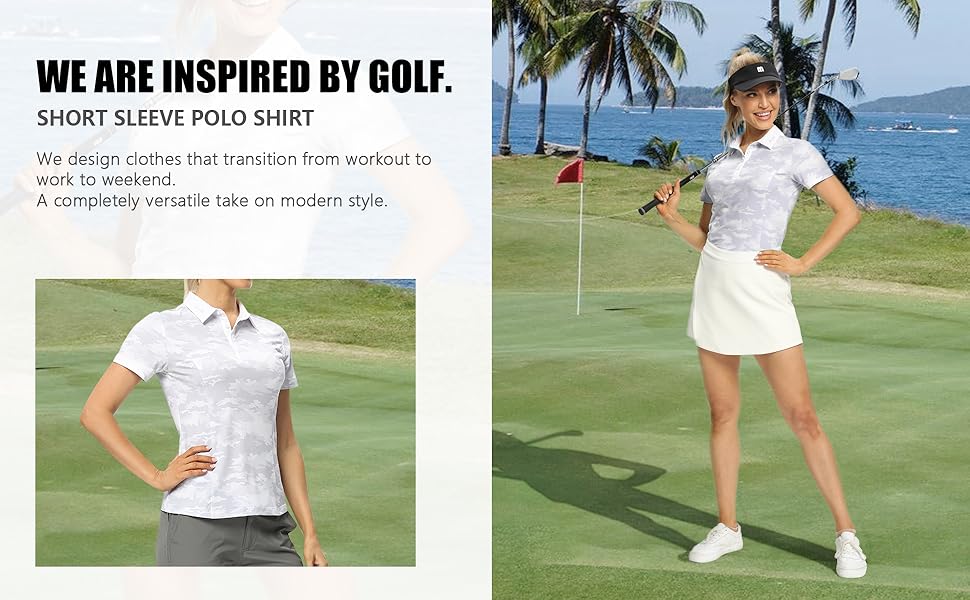 women camo golf polo shirt