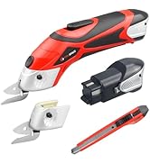Cordless Electric Scissors with Two Blades, TOOLSPACE Electric Cardboard Cutter Fabric Scissors f...
