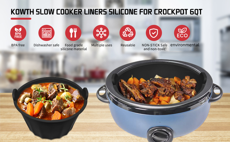 Kowth Silicone Slow Cooker Liner, Reusable Slow Cooker Divider Liners