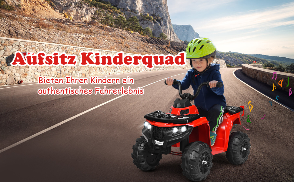 6V Elektro Kinderquad mit Scheinwerfern, Mini Elektroquad mit Musik, MP3 Kinderauto Kindermotorrad