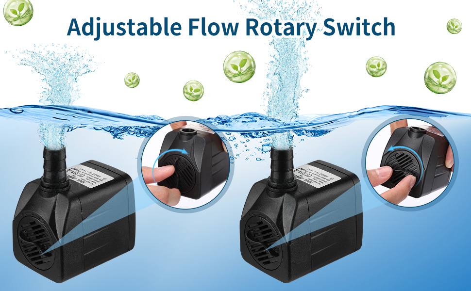 Small Water Pump Water Feature Pump (600L/H 8W) 12 LED Lights, Silent