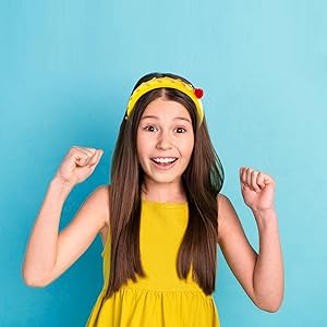 Princess Headband for Women Yellow Hair Hoop Rose Headwear Hair Accessories Halloween Costume Party 