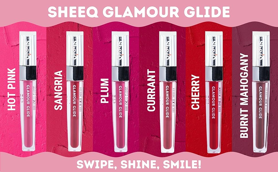 Sheeq Beauty, Lipstick, Lipgloss, Eyeliner, Mascara, Kajal, Matt, smooth, facewash, Glamour Glide
