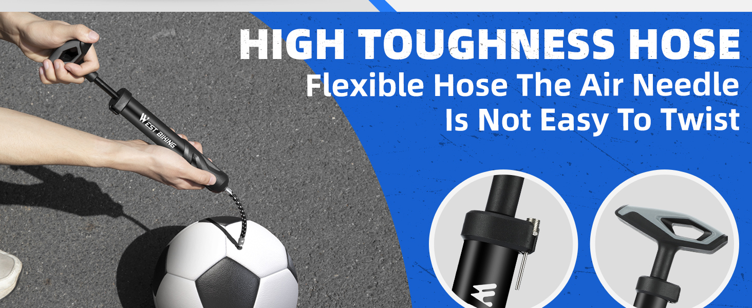 Ball Pump With Needle, Portable Football Inflator Pump Come With Hose,Inflation Pump for Soccer, Basketball, Rugby, Balloons, Swimming Laps 17 5