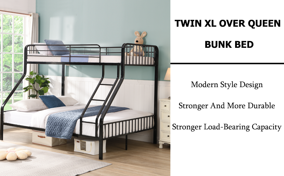 ZMIZAKOY Heavy Duty Metal Queen Bunk Bed Size for Adults