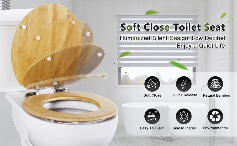 soft close toilet seat bamboo
