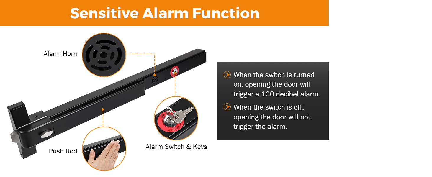 BEAMNOVA Door Push Panic Bar with Alarm for Exit Doors with Keyed Entry