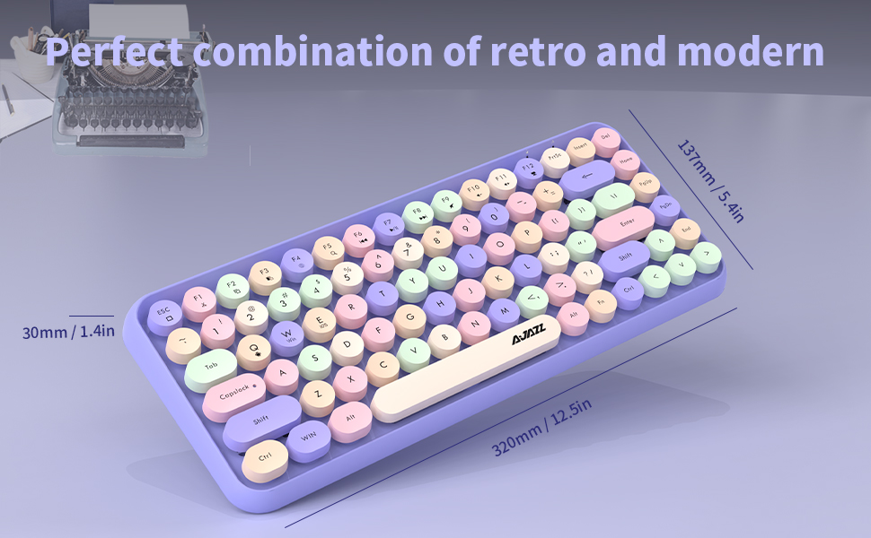 DAIDAI 84 Key Retro Bluetooth Keyboard with Cute Round
