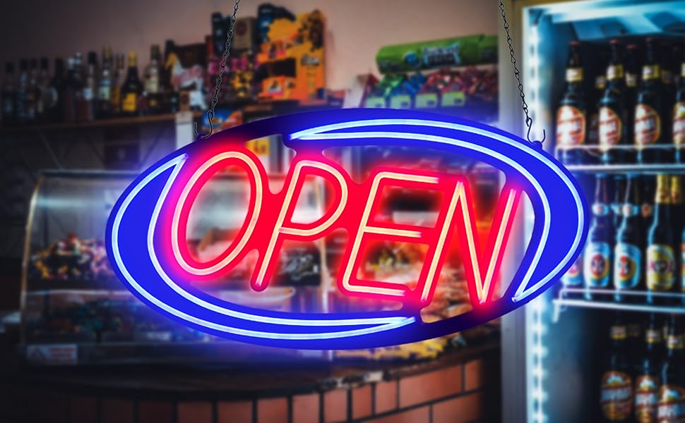 open neon sign for window wall mounted open light