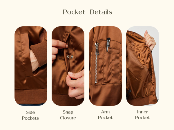 Amazon.com: Rasujie Satin Bomber Jacket Women Zip Up Varsity