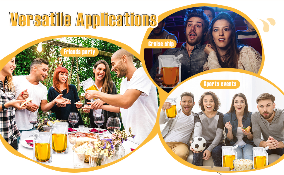 Meanplan 100 Pcs Plastic Flasks Pouches Bulk Reusable