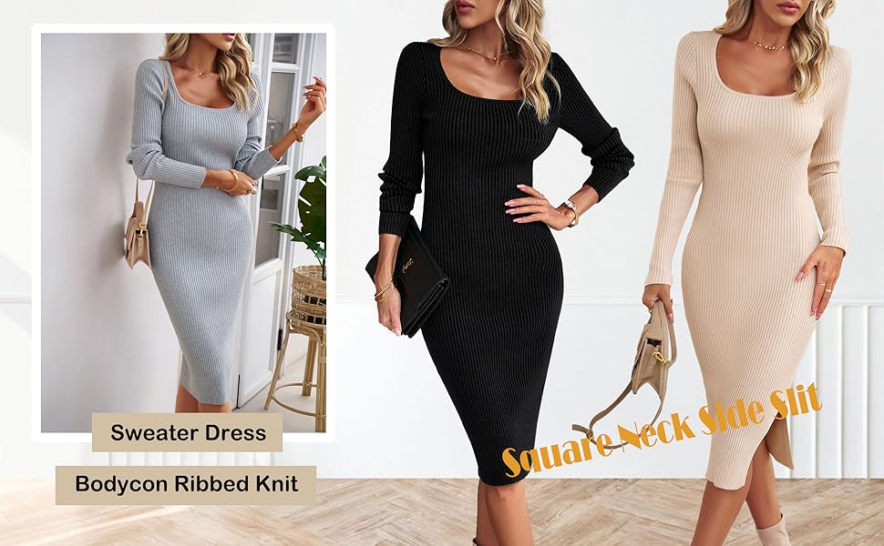 VintageClothing Women's 2025 Fall Long Sleeve Sweater Dress